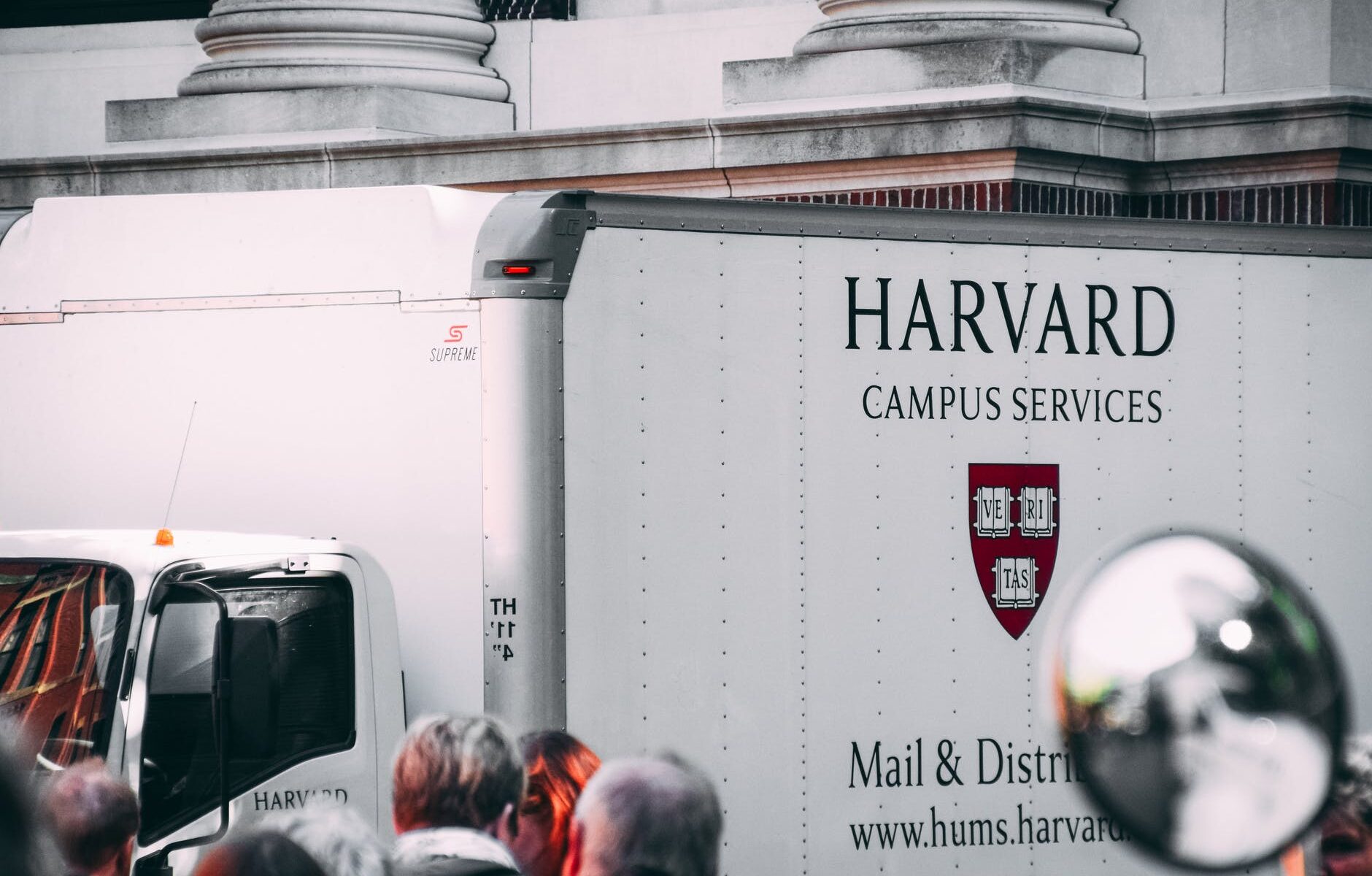 white harvard campus services truck